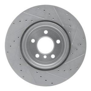 BMW 640I Brake Rotor (1) - Rear Left - R1 Concepts - Drilled & Slotted - Silver - `10-`19
